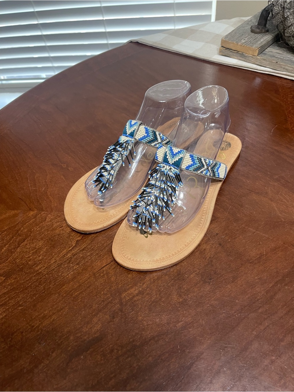 SAM EDELMAN Blue Anella Beaded Sandals